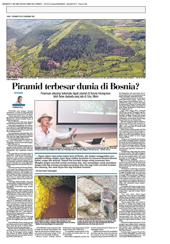 SINGAPURSKI “BERITA MINGGU” O BOSANSKIM PIRAMIDAMA