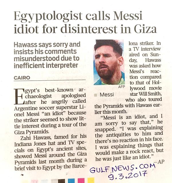 Egypt’s best known archaeologist called Messi an idiot