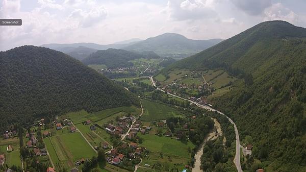 Screen-shots of microlight drone video of ancient artificial structures in the Bosnian Pyramid Complex