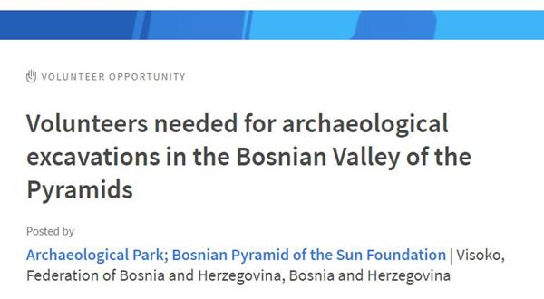 Volunteers needed for archaeological excavations in the Bosnian Valley of the Pyramids