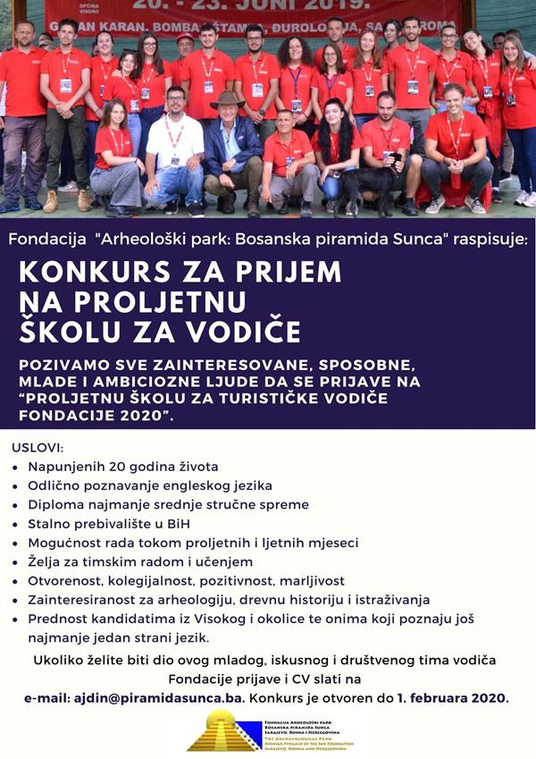 KONKURS ZA PRIJEM NA PROLJETNU ŠKOLU ZA VODIČE