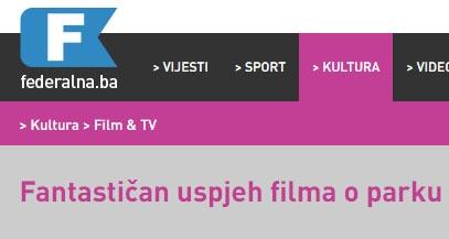 Fantastičan uspjeh filma o parku ‘Ravne 2’ u Visokom