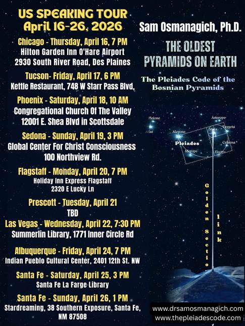 THE U.S. TOUR BEGINS: FROM CHICAGO TO SANTA FE – THE TRUTH ABOUT THE WORLD’S OLDEST PYRAMIDS COMES TO AMERICA