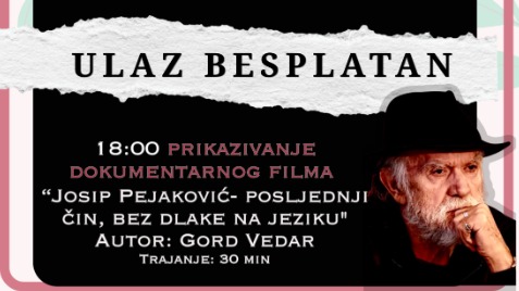 Promocija knjige i dokumentarni film o Josipu Pejakoviću u Parku Ravne 2