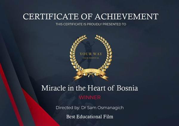 FILM „ČUDO U SRCU BOSNE“ POBJEDNIK „YOUR WAY FILM FESTIVALA“ NA MALTI