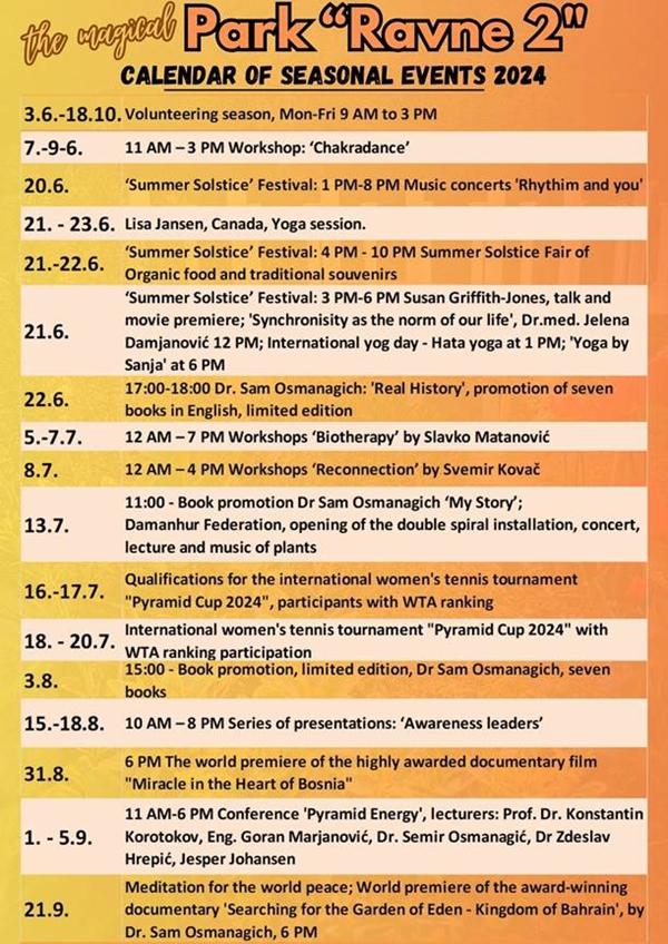 BOSNIAN PYRAMID SUMMER EVENTS IN THE PARK ‘RAVNE 2’