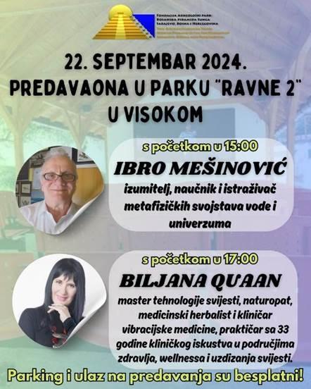 IBRO MEŠINOVIĆ I BILJANA QUAAN U PARKU ‘RAVNE 2’ U NEDJELJU 22. SEPTEMBRA