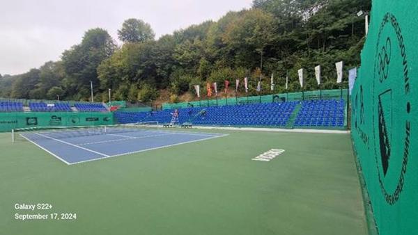 PHOTO GALLERY: SETTING UP THE CHAIRS IN THE WEST STANDS OF THE TENNIS STADIUM