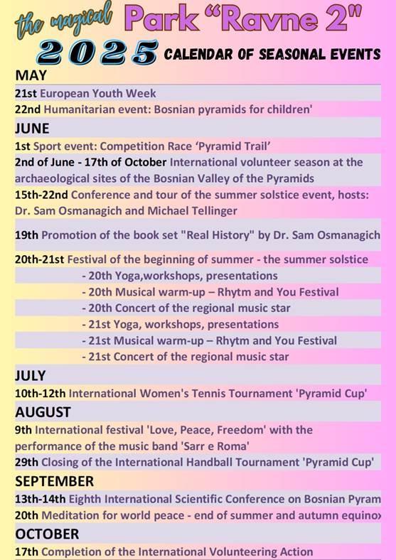 CALENDER OF EVENTS IN 2025