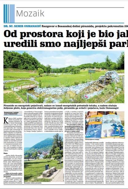 SJAJNA PRIČA O BOSANSKOJ DOLINI PIRAMIDA U NOVINAMA „GLAS ISTRE“