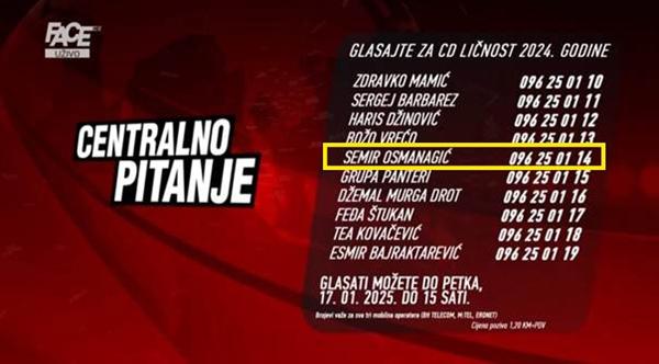 POZIVOM NA BROJ 096/25 01 14 GLASAMO ZA DR. SEMIRA OSMANAGIĆA U IZBORU ZA CD LIČNOST GODINE 2024.