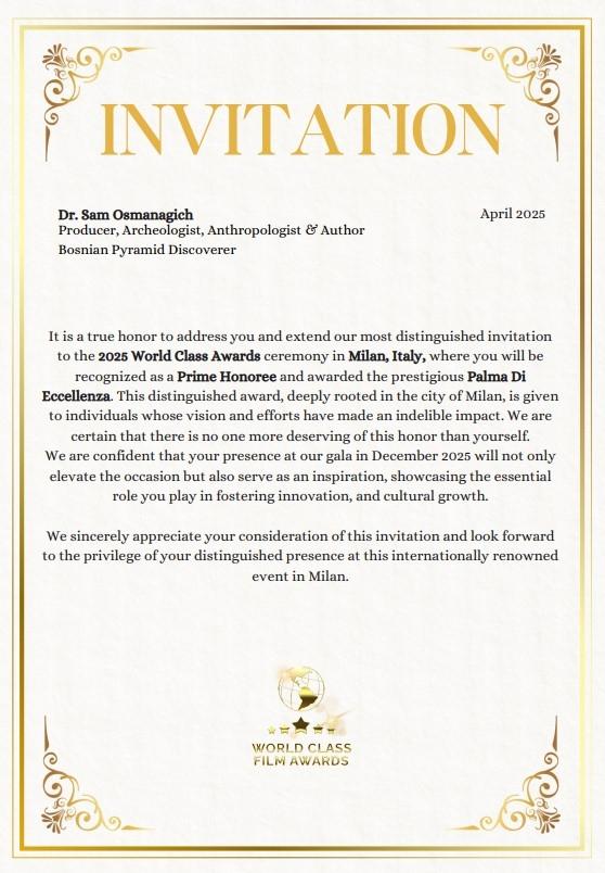 DR. OSMANAGIĆ DOBITNIK NAGRADE “PALMA DI ECCELENZA” KAO AUTOR, REŽISER I SCENARIST NAGRAĐIVANIH FILMOVA