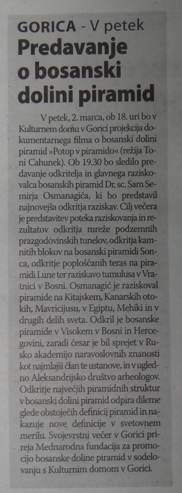 PREDAVANJE O BOSANSKOJ DOLINI PIRAMIDA