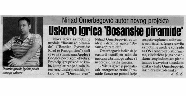USKORO IGRICA ‘BOSANSKE PIRAMIDE’