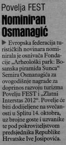 Povelja FEST – nominiran Osmanagić