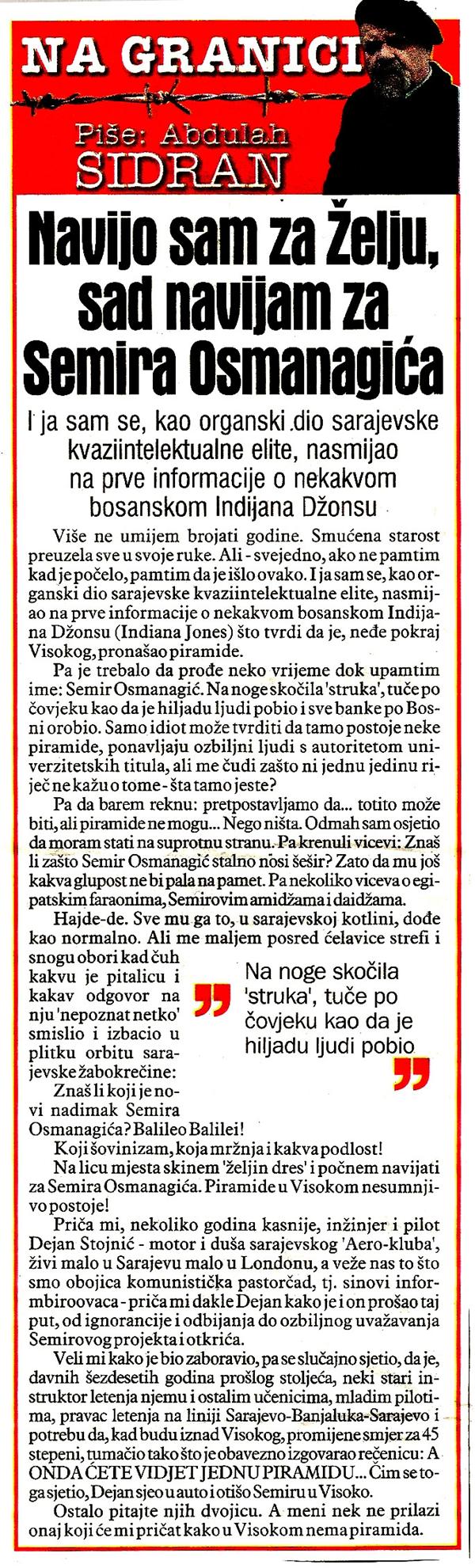 Navijao sam za Želju, sad navijam za Semira Osmanagića