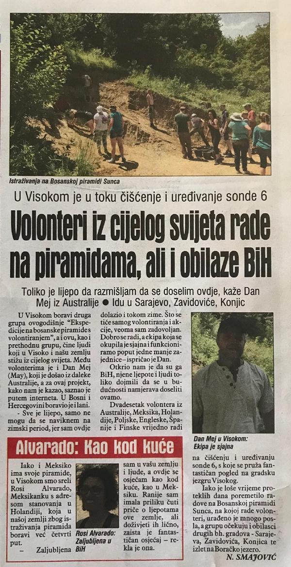 Avaz, 22. juni 2018.: Volonteri iz cijelog svijeta rade na piramidama, ali i obilaze BiH