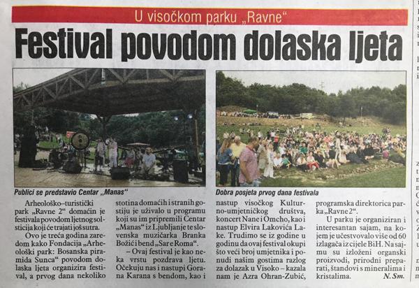 Dnevni avaz – 23.06.2018.: Festival povodom dolaska ljeta