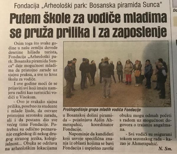 DNEVNI AVAZ, 6.1.2019.: FONDACIJINA ŠKOLA ZA VODIČE