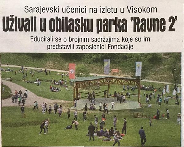 Dnevni  Avaz 25.05.2019.: Sarajevski učenici u parku ‘Ravne 2’