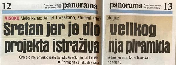 Dnevni avaz 28.07.2019: ‘Sretan, jer je dio velikog projekta istraživanja piramida’