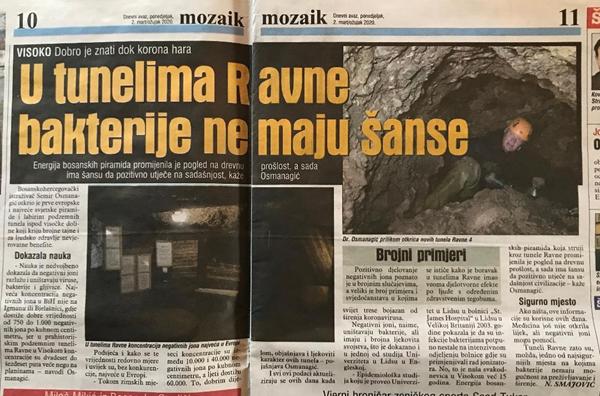 Dnevni Avaz 2. mart 2020.: ‘U tunelima Ravne bakterije nemaju šanse’