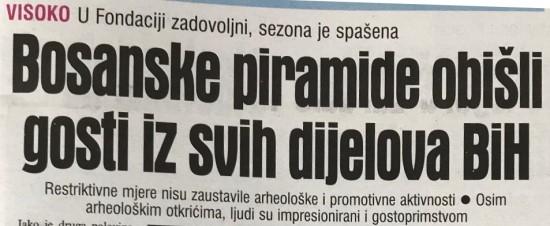 Dnevni Avaz 20.09.2020.: Bosanske piramide obišli gosti iz svih dijelova BiH