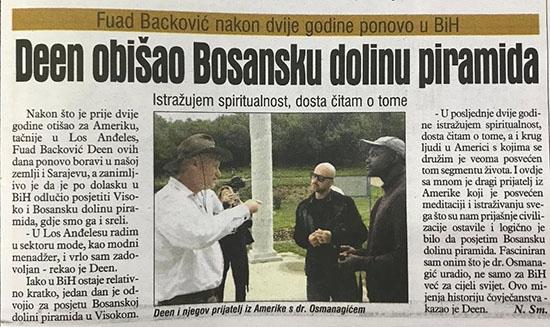 Avaz 25.09.2020.: Deen obišao Bosansku dolinu piramida