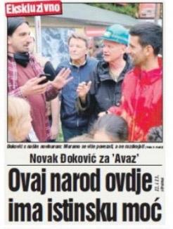 Naslovnica AVAZA: Izjava Novaka Đokovića